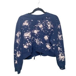 Blank NYC Distressed Tie Dye Crop top blue Sz L